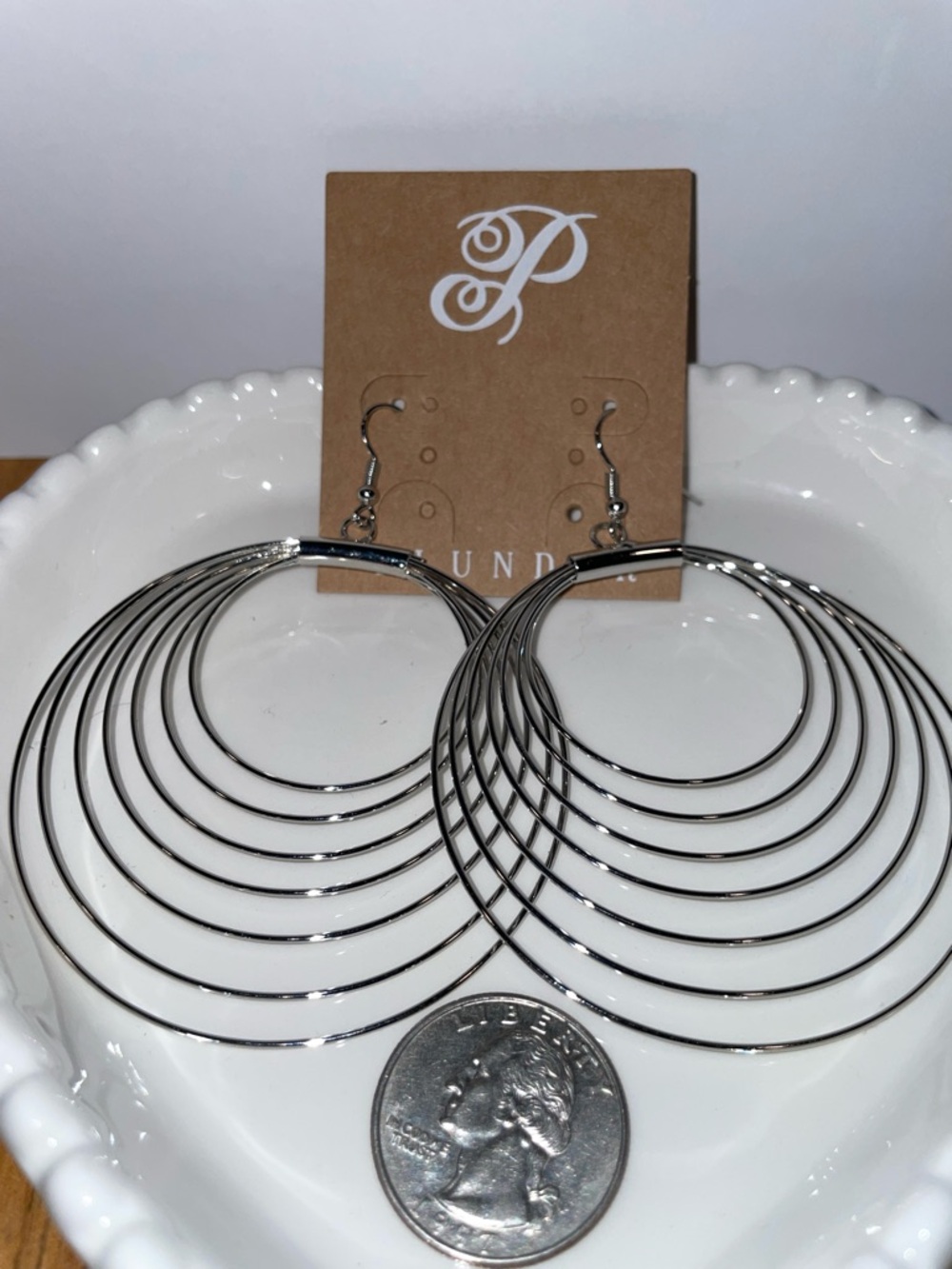 Silver Tone Multi-Hoop Layered Drop Earrings